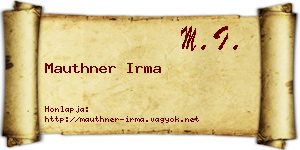 Mauthner Irma névjegykártya